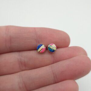Sterling Silver Cute Opals Stud Earrings A1067